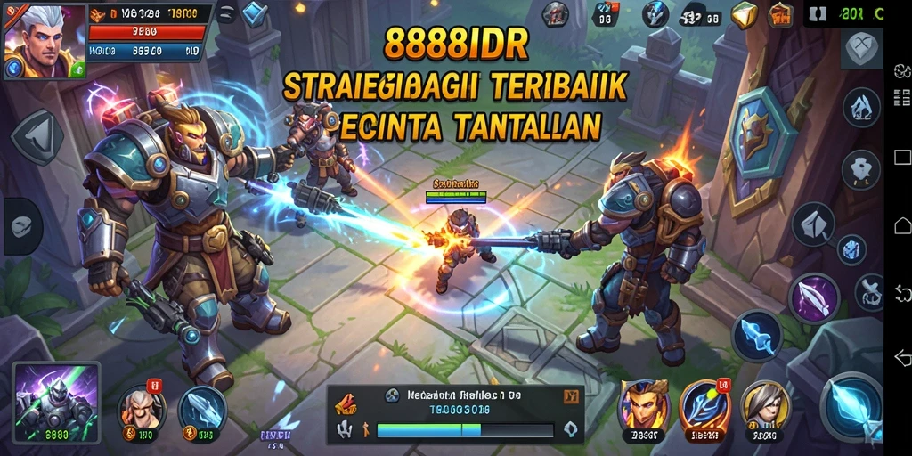 Screenshot utama menampilkan aksi strategis yang mendebarkan di dalam permainan.