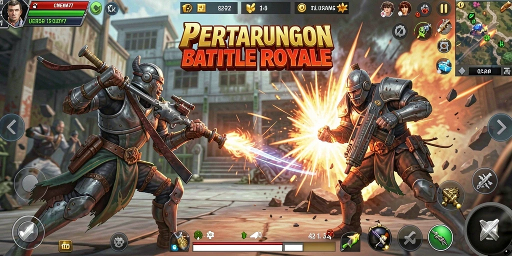 Tampilan gameplay seru dari CINEMA77 Battle Royale.
