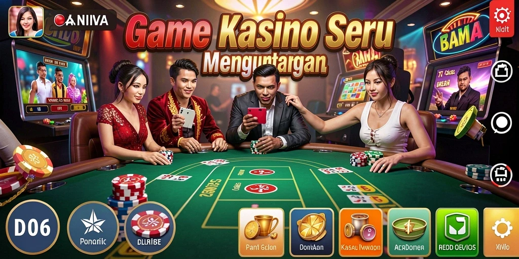 Screenshot gameplay D06 yang menunjukkan suasana kasino yang mendebarkan.