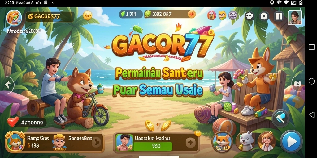 Tampilan utama gameplay GACOR77 yang menarik dan penuh warna.