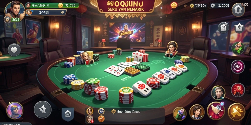 Tampilan gameplay seru dalam GOWIN, permainan QiuQiu yang menantang.