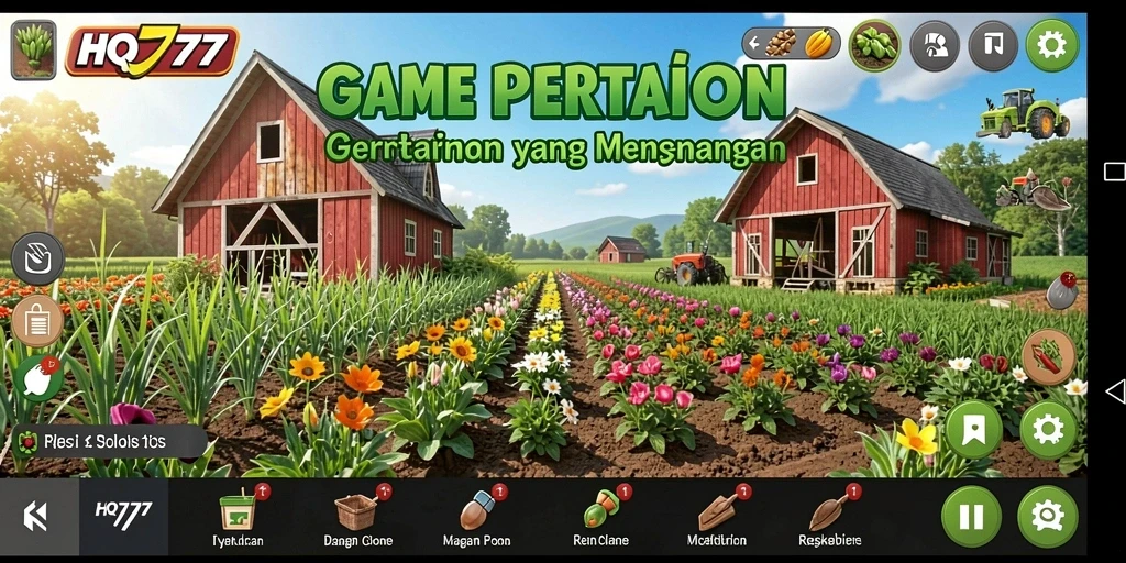 Tangkapan layar menunjukkan gameplay bertani yang seru dan interaktif.