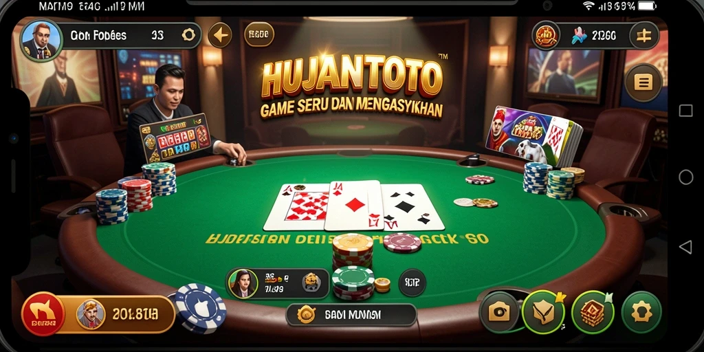 Screenshot HUJANTOTO menunjukkan gameplay poker yang seru dan menegangkan.