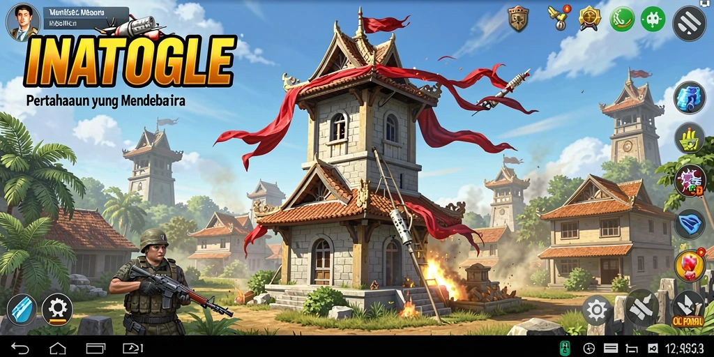 Screenshot dari gameplay Tower Defense yang menegangkan di INATOGEL.