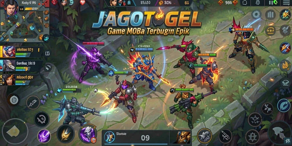 Tampilan seru gameplay JAGOTOGEL dalam pertarungan MOBA.
