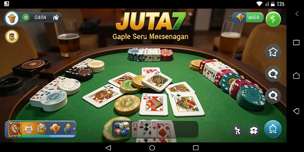 Gameplay seru JUTA7 saat bermain Gaple dengan teman.