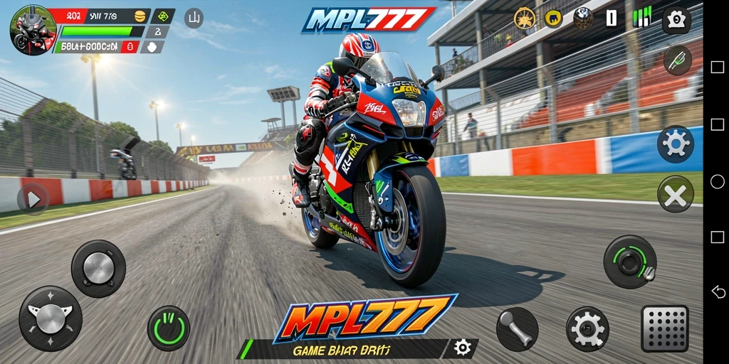 Tampilan gameplay balap motor yang cepat dan mendebarkan.