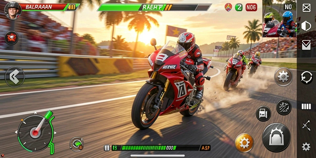 Gameplay N06 yang seru dan mendebarkan saat beradu kecepatan.