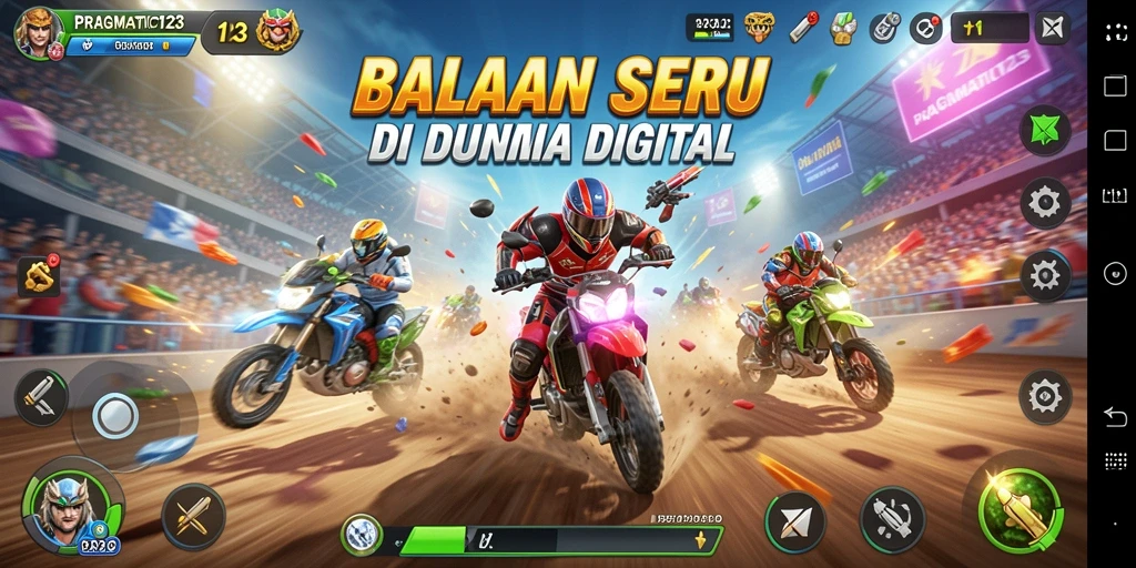 Screenshot PRAGMATIC123 menunjukkan aksi balapan yang mendebarkan.