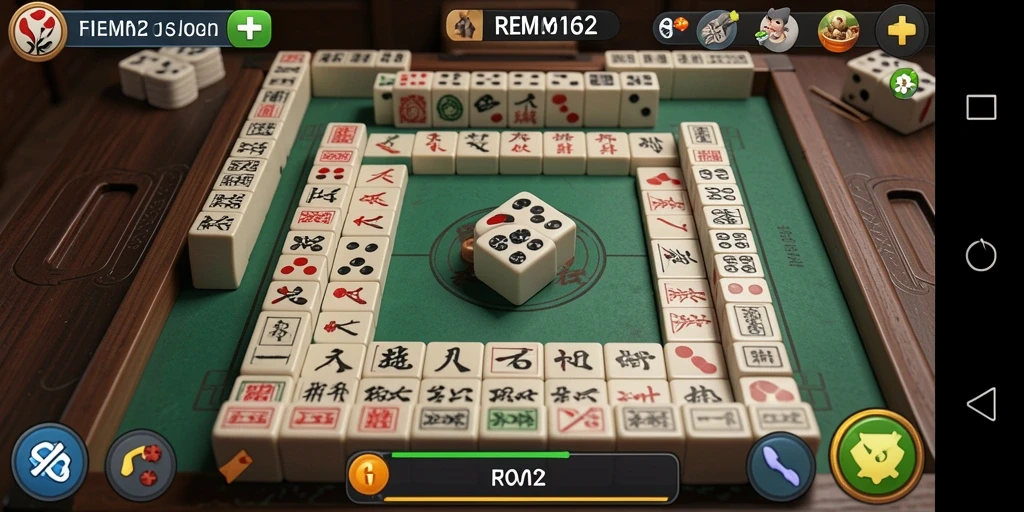 Tampilan gameplay seru dalam REMI62 dengan suasana Mahjong.