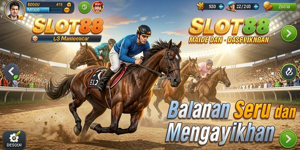 Tangkapan layar gameplay SLOT88 menampilkan balapan yang mendebarkan dan kendaraan terpilih.