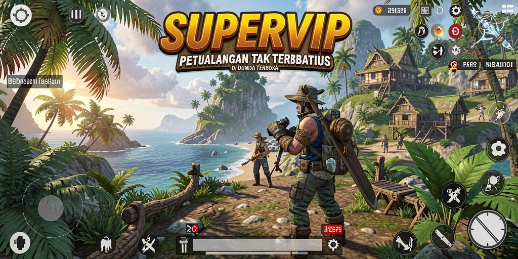 Tampilan gameplay SUPERVIP yang menarik di dunia terbuka.