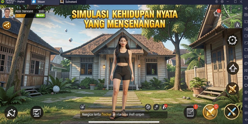 Screenshot gameplay SVIP4 yang menunjukkan suasana kehidupan sehari-hari.