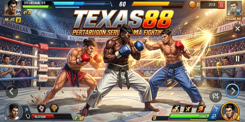 Tampilan gameplay dari TEXAS88 dengan aksi pertarungan yang intens.