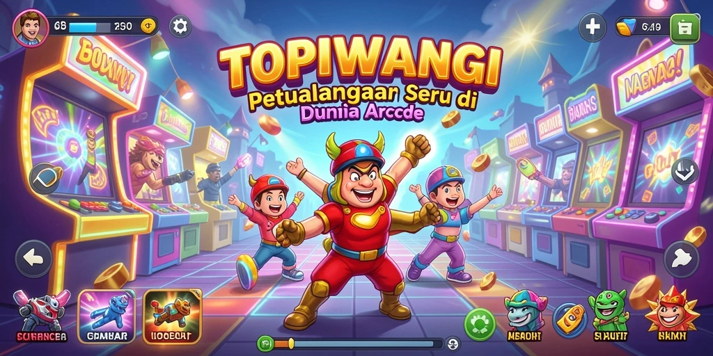 Tampilan gameplay seru dari TOPIWANGI dengan aksi cepat dan penuh warna.