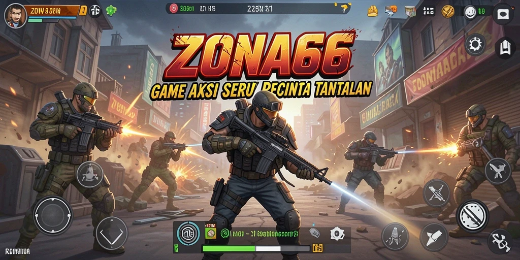 Screenshot ZONA66 menampilkan aksi seru dalam pertarungan yang mendebarkan.